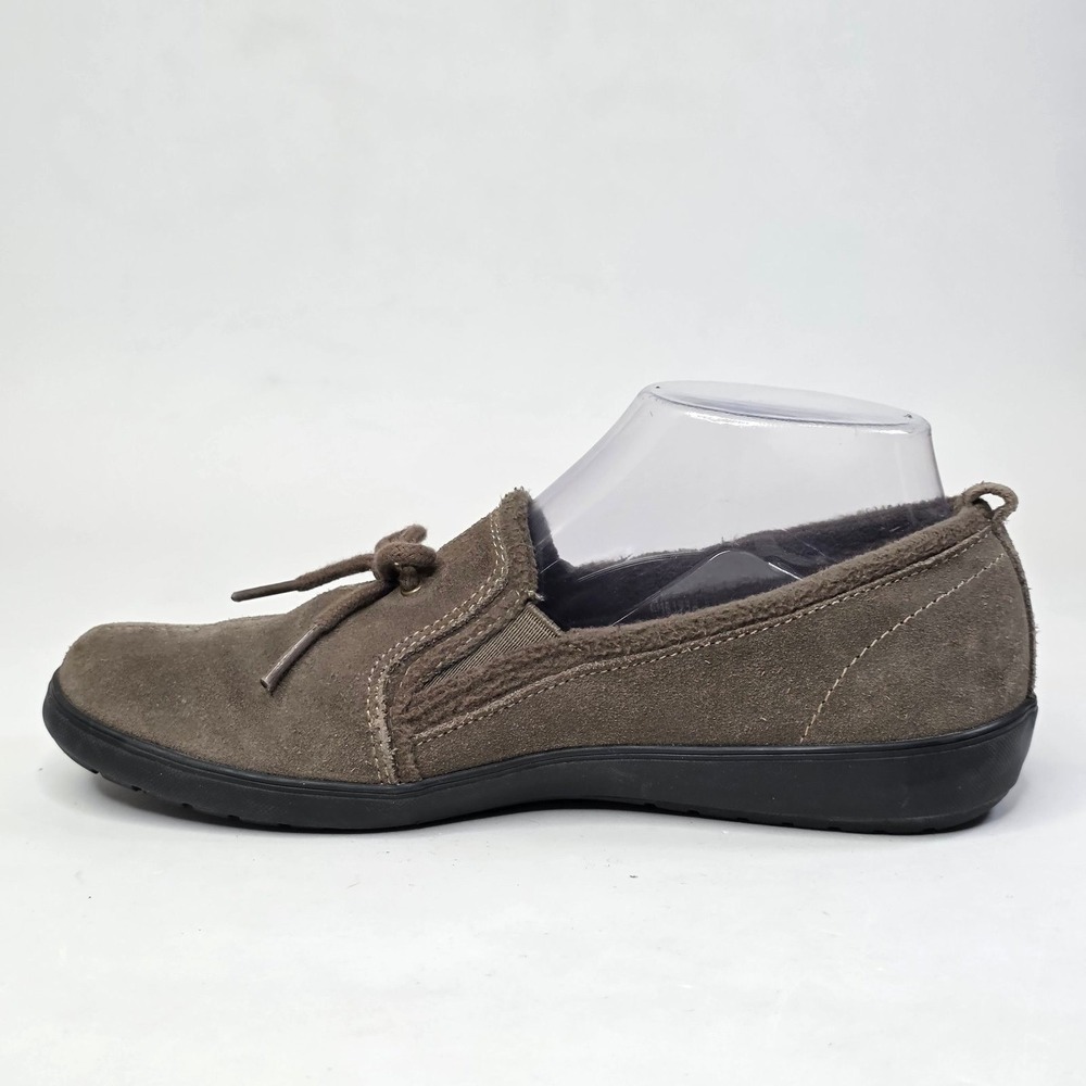 Grasshoppers Loafers Women's Size 7 M Gray Khaki Suede Slip On Bow Detail Shoes - Picture 6 of 14